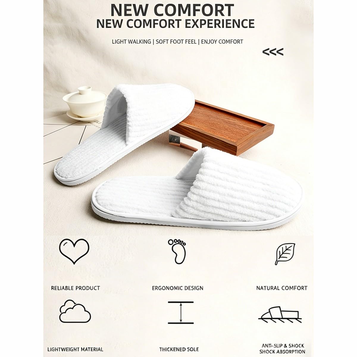 50 Paia Pantofole Hotel Spa Punta Chiusa, Pantofole Monouso in Velluto Corallo per Ospiti, Pantofole Antiscivolo con Suola Spessa 6mm per Casa Feste Piscina e Viaggio