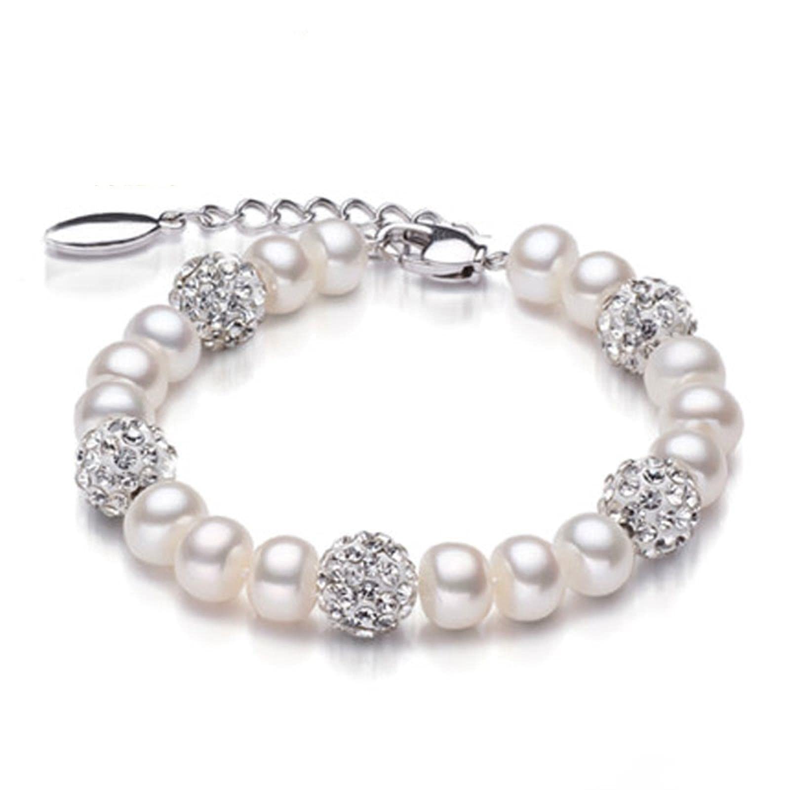 Bracciale di perle d'acqua dolce in argento sterling 925