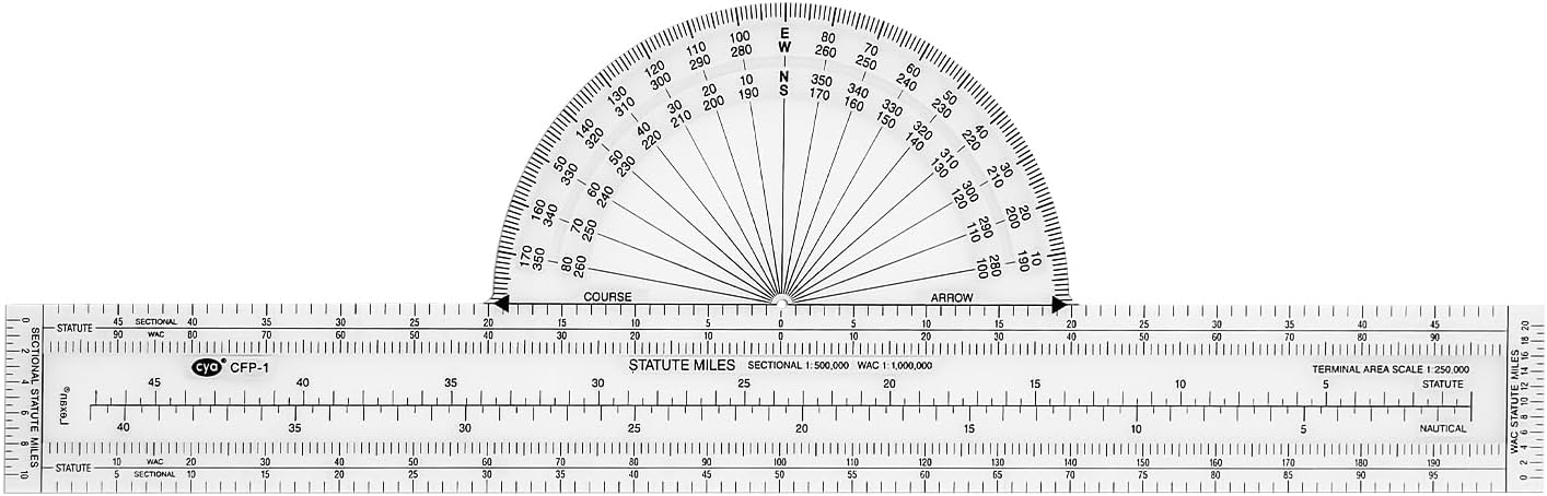 CYA Fixed Plotter Aviation for Flight Pilots, 13 Inch, Plotting Tool, Navigation for VFR Pilots, CFP-1