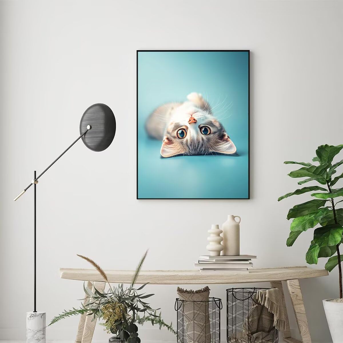 Dipingere con i Numeri Gatto, Paint by Numbers Adulti Animale, Fai da te Creativi Adulti Quadri da Dipingere Numerati Kit per Decorazione Della Parete di Casa, Regalo 70x95 cm Senza Cornice 8T-O