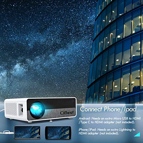 Projector,CiBest Q9 Native 1080P HD Video Projector 6800 Lux, up to 300\" Image 2K Supported,Display Ideal for PPT Business Presentations Home Theater Entertainment Parties Games