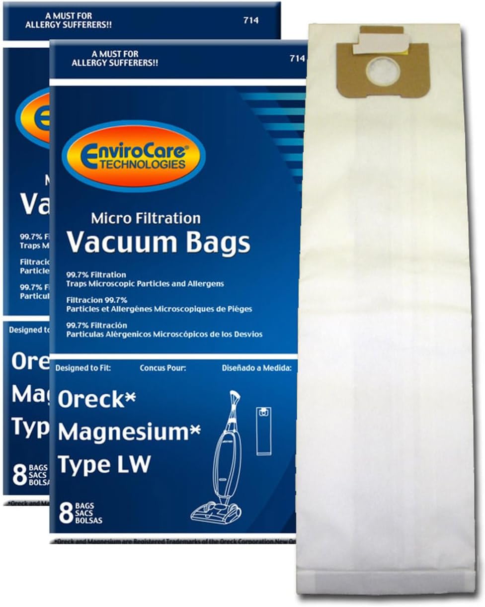 EnviroCare Replacement Micro Filtration Vacuum Cleaner Dust Bags made to fit Oreck Magnesium Type LW Uprights 16 Pack