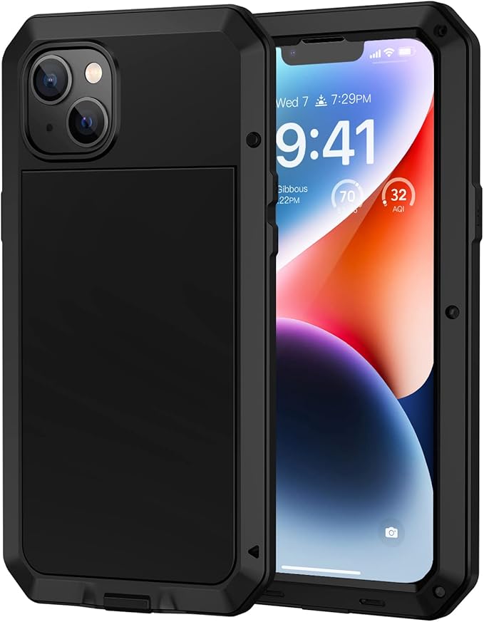 Lanhiem for iPhone 14 Metal Case, Heavy Duty Shockproof