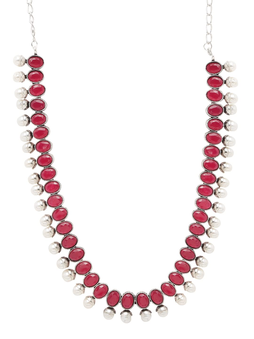 Oxidized Silver Necklace Set with Earrings