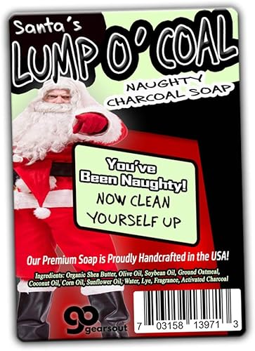 Miniatura 4 de Gears Out Santa's Lump O' Coal - Jabón de carbón travieso para Navidad, novedoso jabón navideño para niños, divertidos rellenos de calcetines,
