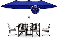 ABCCANOPY 15FT x 8.8FT Double-Sided Rectangle Patio Umbrella with Windproof Base - Ideal for Poolside, Backyard Shade (Blue)