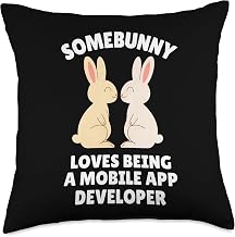 Somebunny Loves Being a Mobile App Developer Easter Bunny Throw Pillow