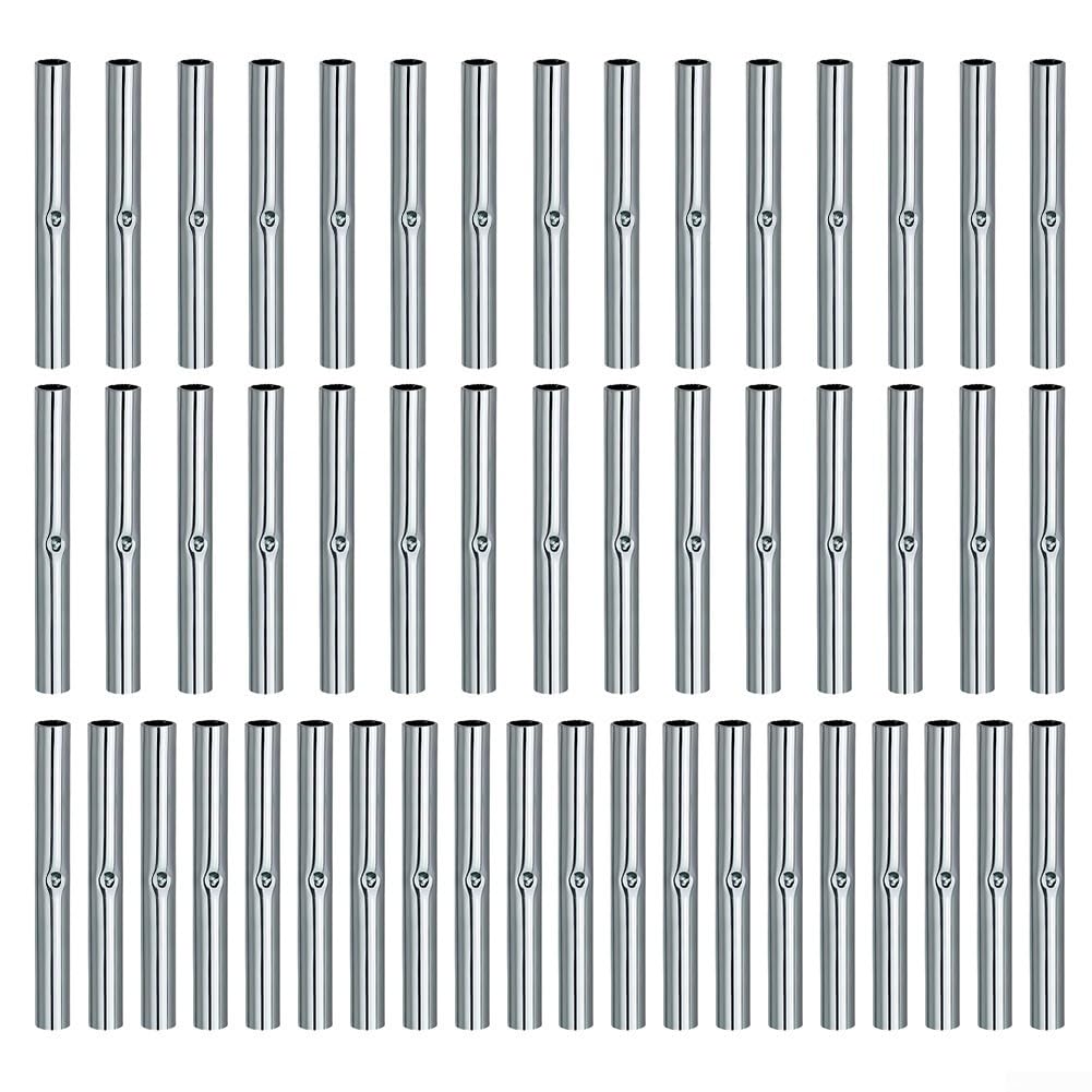 Oniissy Camping Tent Pole Connectors, 50PCS Metal Fiberglass Rod Repair Kit Tube Joint, 6mm Inner Diameter for Outdoor Canopy Frame(5mm)