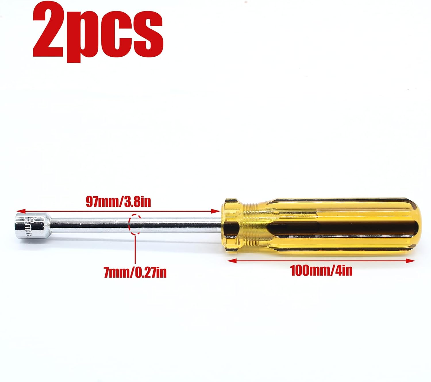 2Pcs 7mm Socket Wrench Screwdriver, Hexagon Nut Driver with Steel Cushion Grip for Easy Hand-Making and Repair Projects