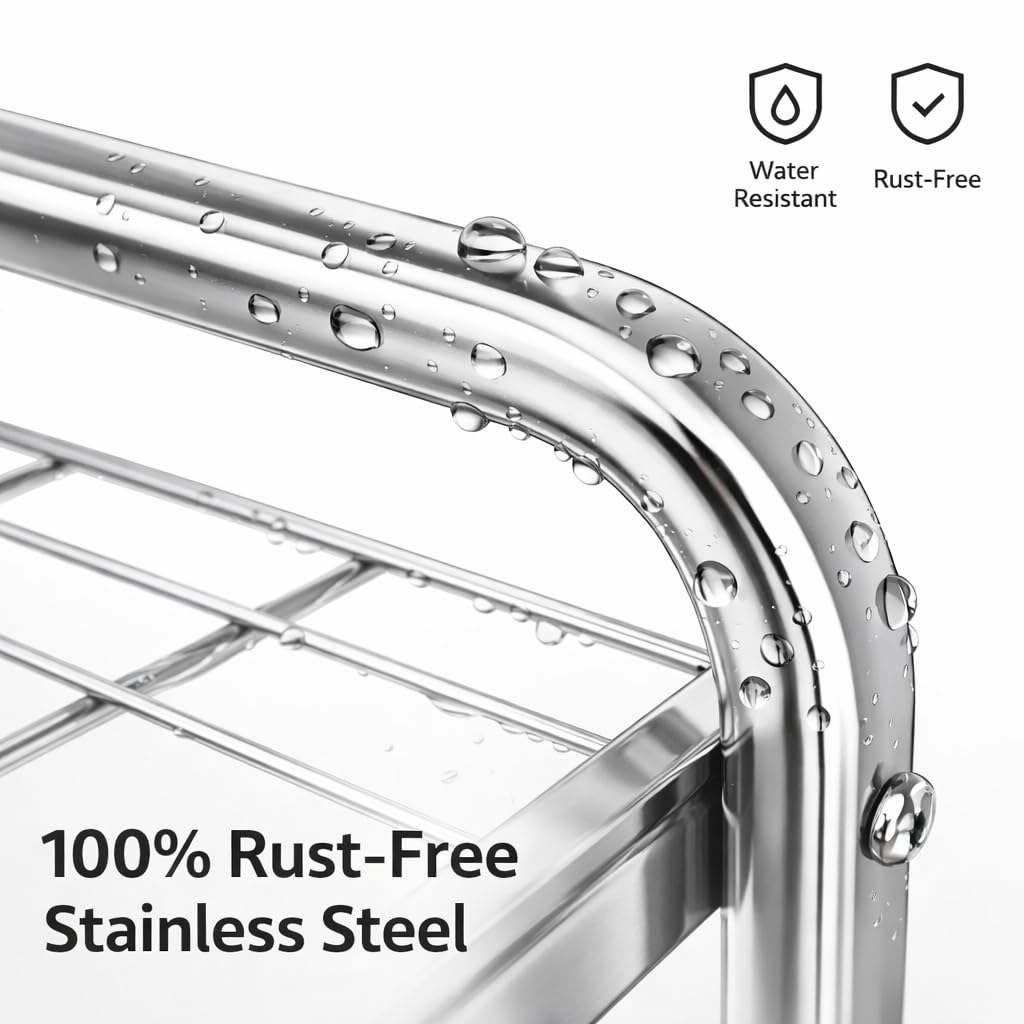 auram Stainless Steel Shoe Rack for Home - 4-Layer Heavy Duty Shoe Organizer Stand - Rust Proof Metal Shoe Shelf for Entryway, Bedroom & Balcony - Strong & Durable Footwear Storage Rack 3