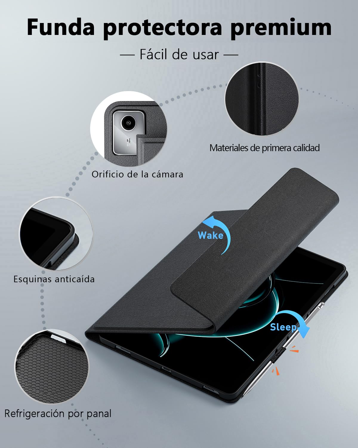 Para Lenovo Tab M11 (TB330) 2024 11 pulgadas/Lenovo Idea Tab (TB-336ZU TB-336FU) 2025 11 pulgadas funda con Teclado inalámbrico Bluetooth retroiluminado (teclado QWERTY, distribución española) y ratón