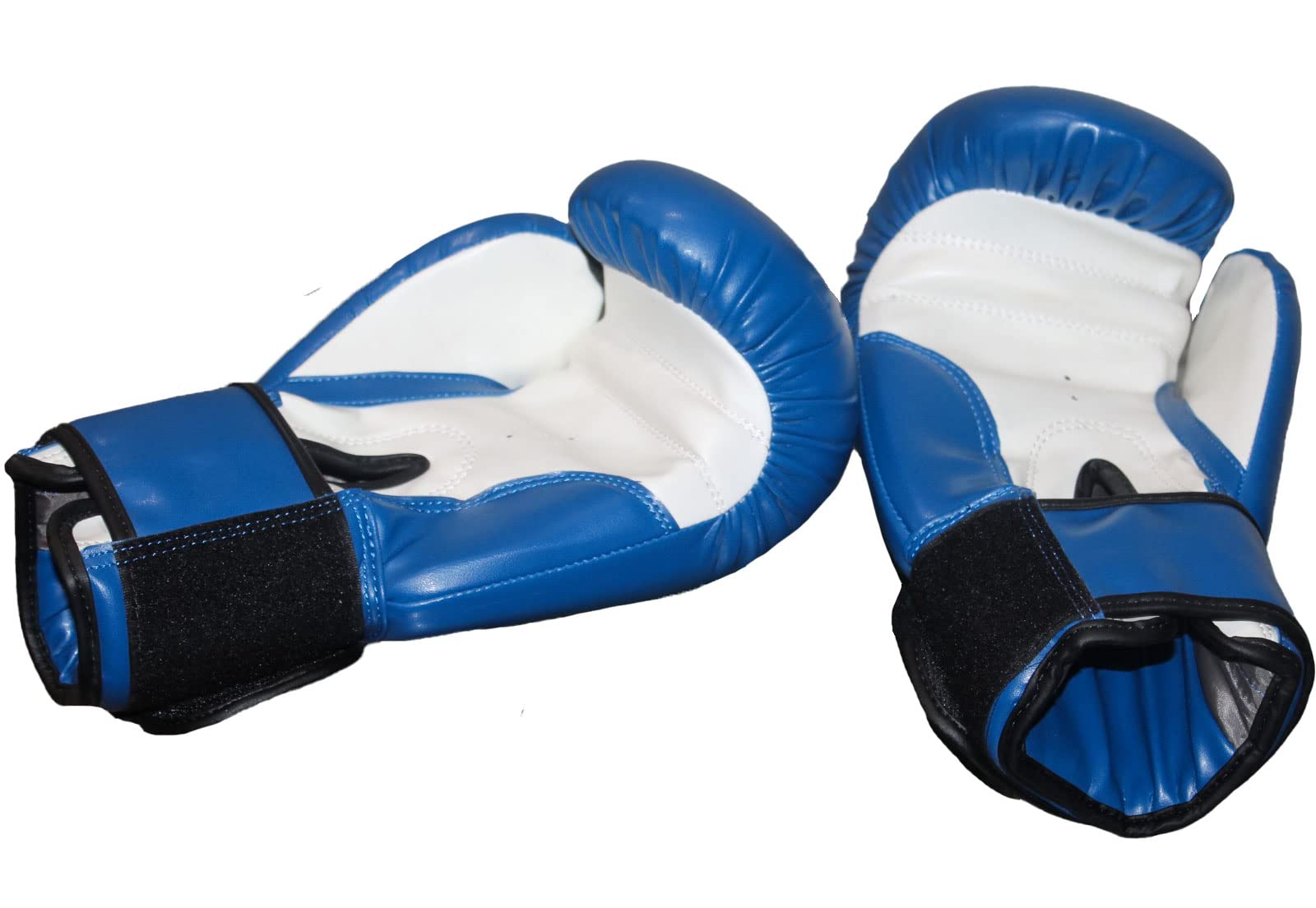 CBM271 rękawice bokserskie, skórzane, biało-niebieskie, do muay thai, kickboxingu, worek bokserski