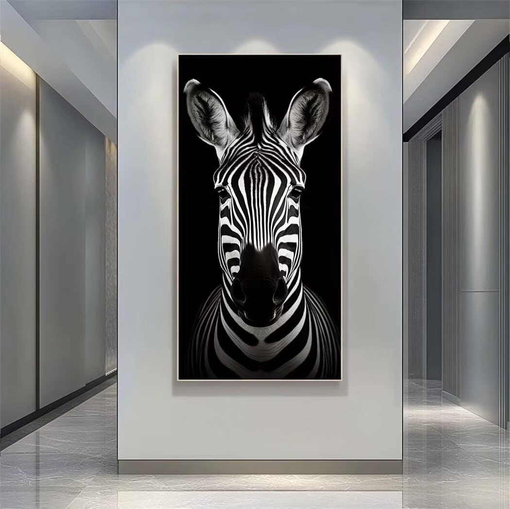 Animals Diamond Art Kits Adults Large 5D Zebra Diamond Painting Kits, DIY Full Drill Crystal Art Rhinestone Embroidery Cross Stitch Arts and Crafts for Adults 39.4x78.7 Inch/100x200 cm -LR1090