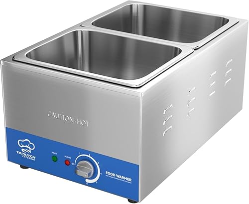 Miniatura 8 de Calentador de alimentos comercial de 2 bandejas con tanque de agua sin fugas que forma estiramiento y 2 bandejas GN de tamaño 12, mesa de vapor de