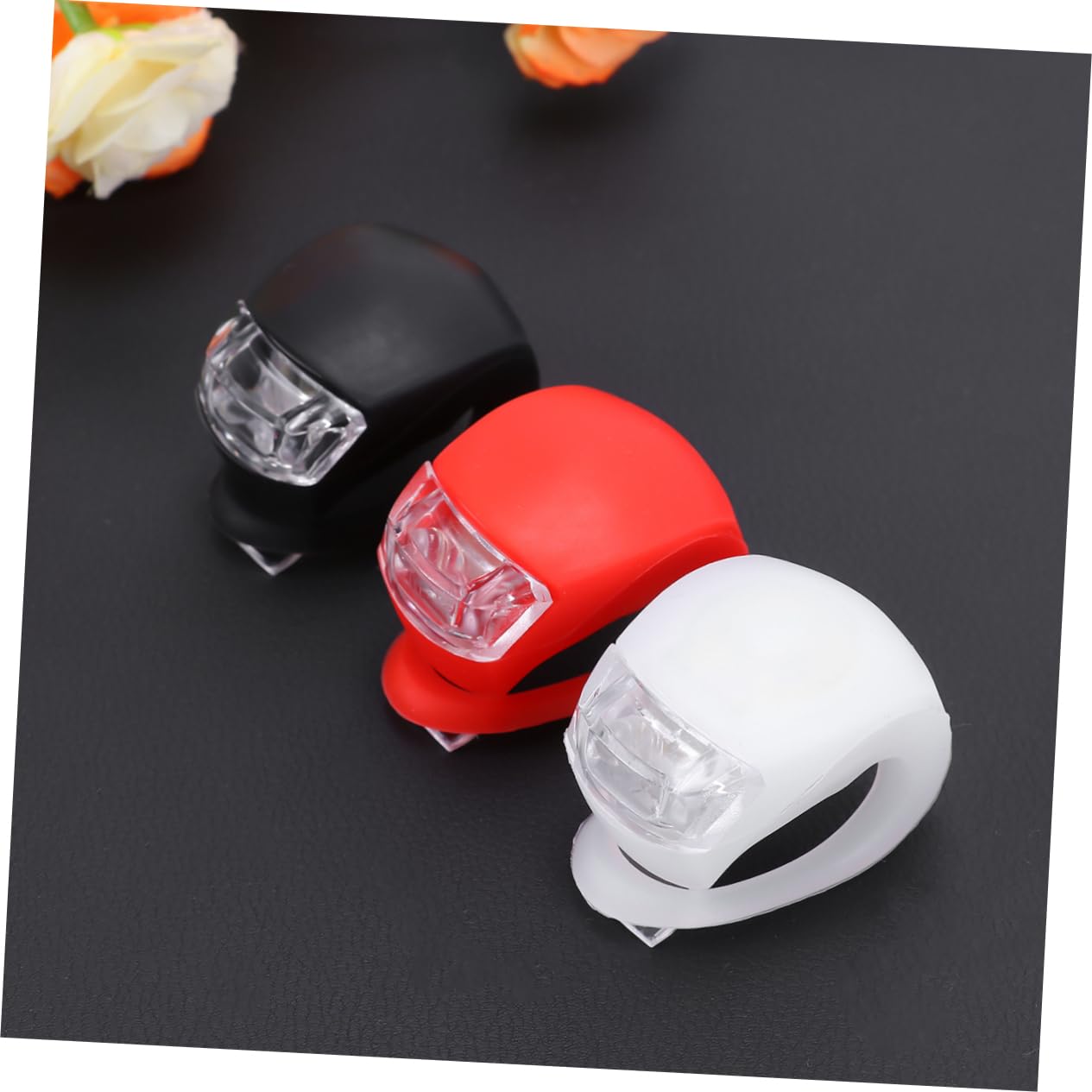 BESPORTBLE 12pezzi per Bicicletta LED Impermeabili di Lampade di Anteriori e Posteriori Silicone Accessori per Ciclismo Notturno Rosso Nero Bianco