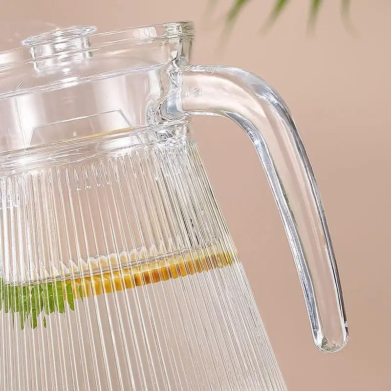 Patrani Fashion Lining Glass Water Jug | Water Dispenser | Drink Dispenser | Glass Jug | iced Tea Pitcher | Spigot | Beverages for Dining Table | Detox Water | Irish Glass 1.5 Liter, Set of 1 4