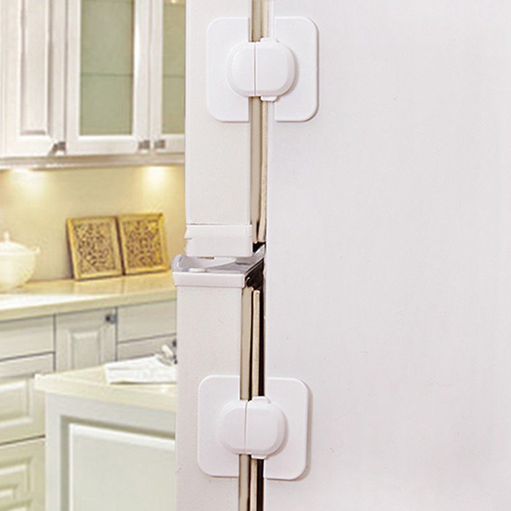 SYGA Child Safety Locks,White- Refrigerators Fridge,Freezer, Doors, Cabinet, Drawers, Baby Proof Locks Latches Catch Toddler Baby Safety -Set of 2 2
