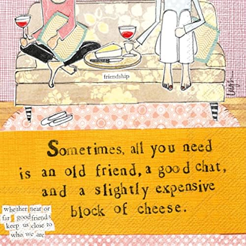 Ideal Home Range 20-Count Curly Girl Design Paper Cocktail Napkins, Block of Cheese image 5