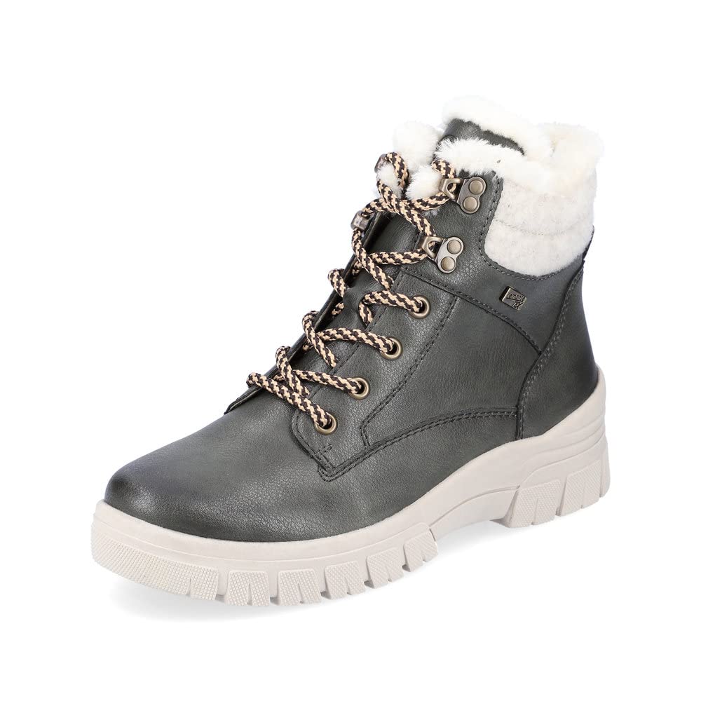 Remonte Women Boots D0E71, Ladies Winter Boots,Removable Insole,Water Repellent,remonteTEX,Winter Boots,Laced Boots,Water Repellent,grün Kombi,36 EU / 3.5 UK