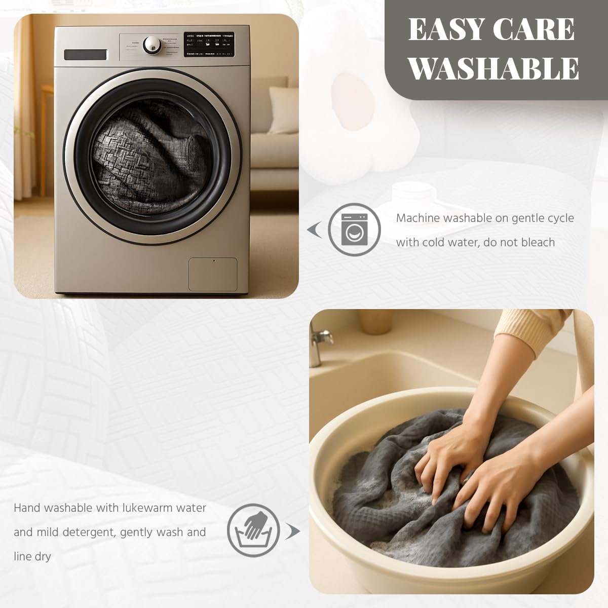 Lot de 3 housses de canapé extensibles en chenille douce et résistante à l'eau, base élastique antidérapante, tissu épais, lavable en machine, protection de meubles pour animaux domestiques