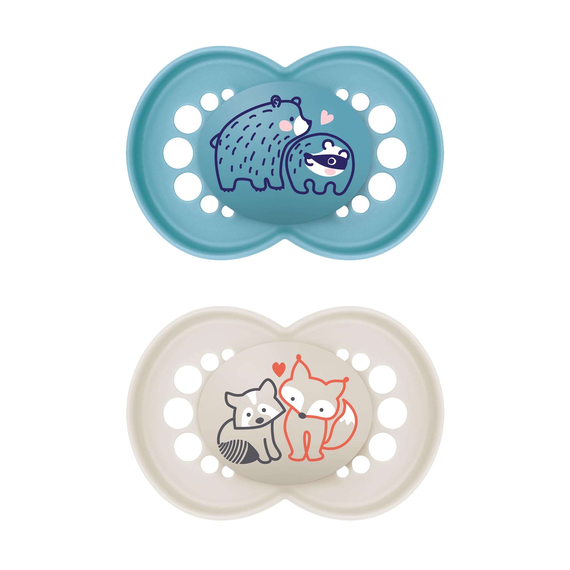 MAM Original Soothers | 18-36 Months | Pack of 2 | Comes in Dummy Steriliser Box | Sustainable Materials | Baby Accessories | Blue (Various Designs)
