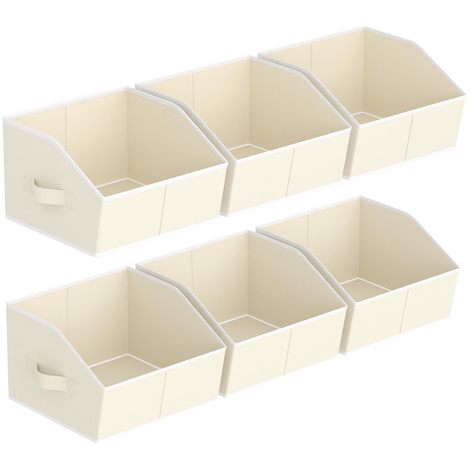 Homsorout Storage Bins for Shelves - Small Trapezoid Closet Shelf Organizer, Fabric Organization Bins with Handles, Storage Baskets for Clothes, Towel, Purse, 6 Pack, Beige