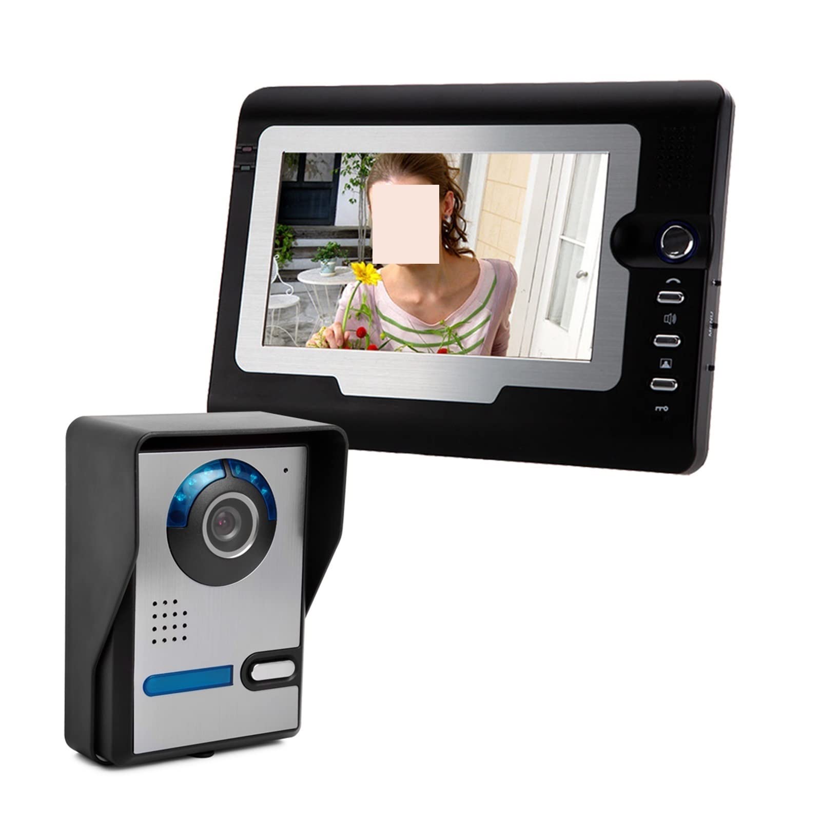 HPHPH Sonnette sans Fil avec Camera, Kit De Système D'entrée D'interphone Vidéo De Sécurité Vidéo Sonnette Téléphone Caméra Infrarouge Étanche À La Pluie For La Maison Villa Construction Appartement ,Maison