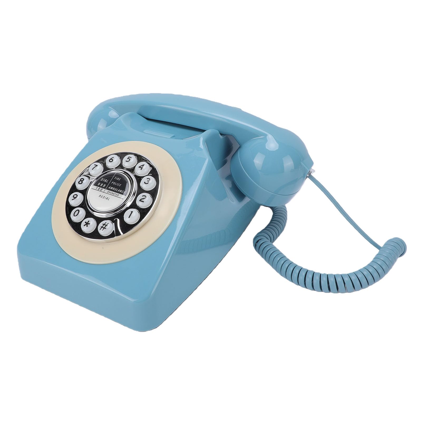 Lazmin112 Telefon Stacjonarny w Stylu Retro, Wybierany Przyciskiem Vintage Telefon Domowy ze Złączem RJ11, dla Domu Opieki dla Seniorów (BLUE)