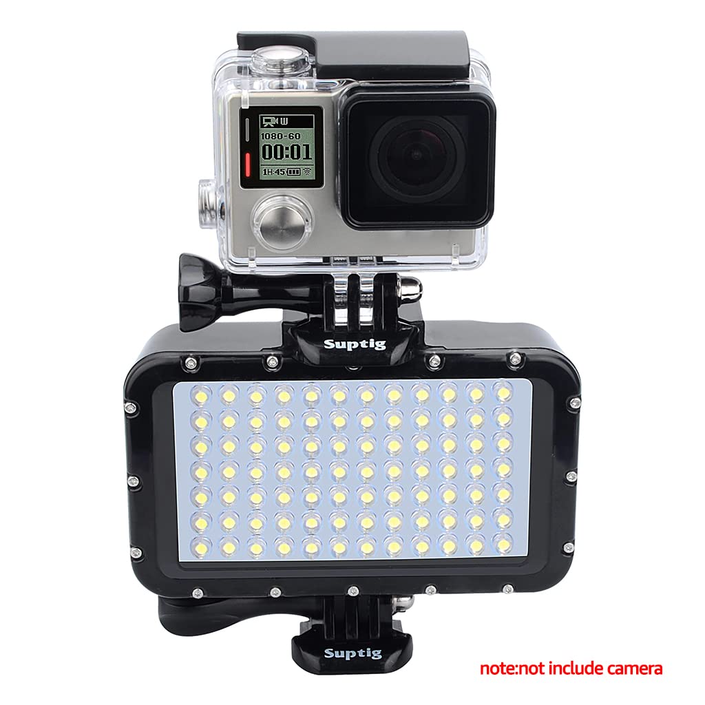 Luz de buceo subacuática de 50 m, lámpara de llenado LED de alta potencia con 4 modos de iluminación y 84 LED de 2600 mAh, batería de 5000 lux