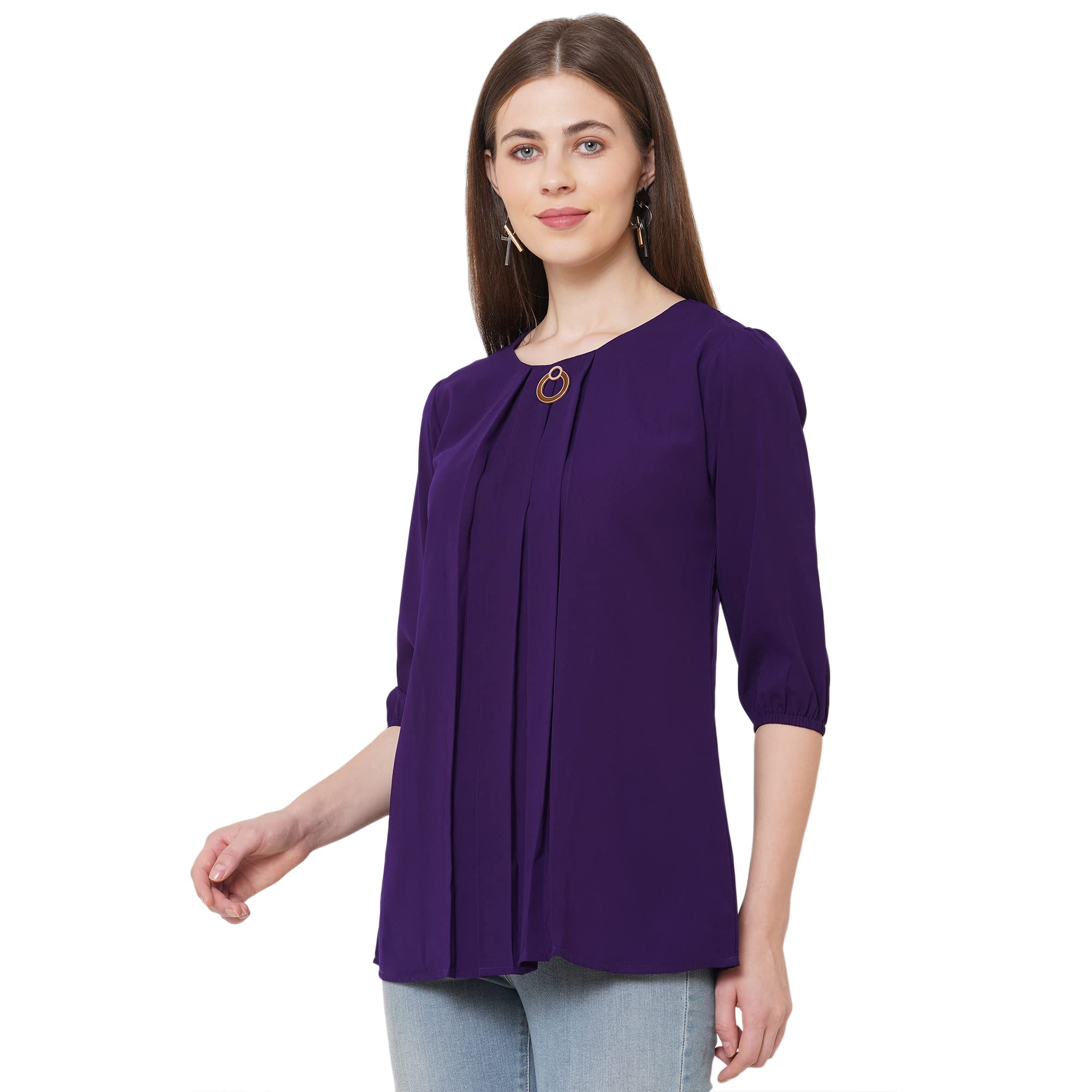 GO-4 IT Women's Pleats Top (1993_Purple_6XL) - Image 4 thumbnail