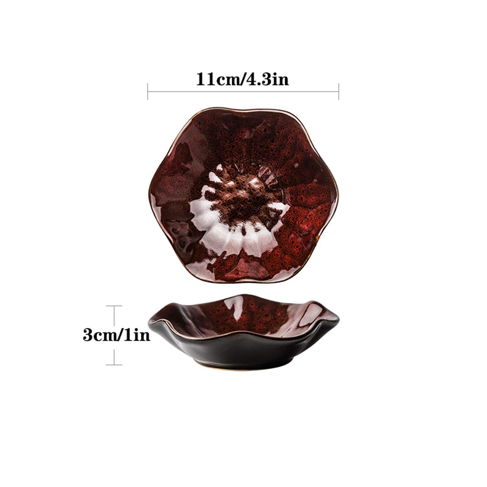 Dipschälchen Keramische Dip-Schalen Set exquisite Blumenform Tauchsauce-Schüsseln / Gerichte für Tomatensauce, Eiscreme, Desserts und andere Party-Abendessen 4,3 Zoll Saucen Schalen ( Color : Black )