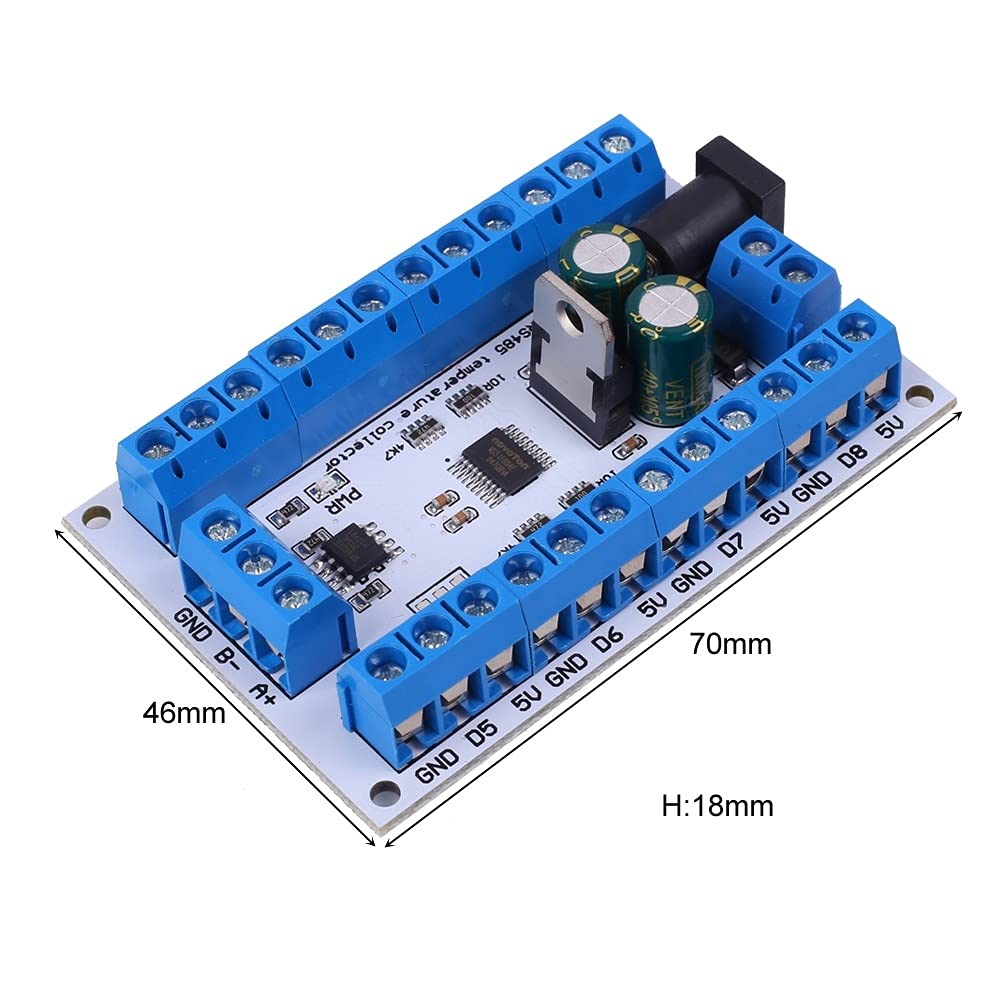 RS485 Temperature Receiver, DC 12V 24V 8Bit RTU Data Collector Signal Controller Recorder for DS18B20 Sensor MODBUS - Image 4