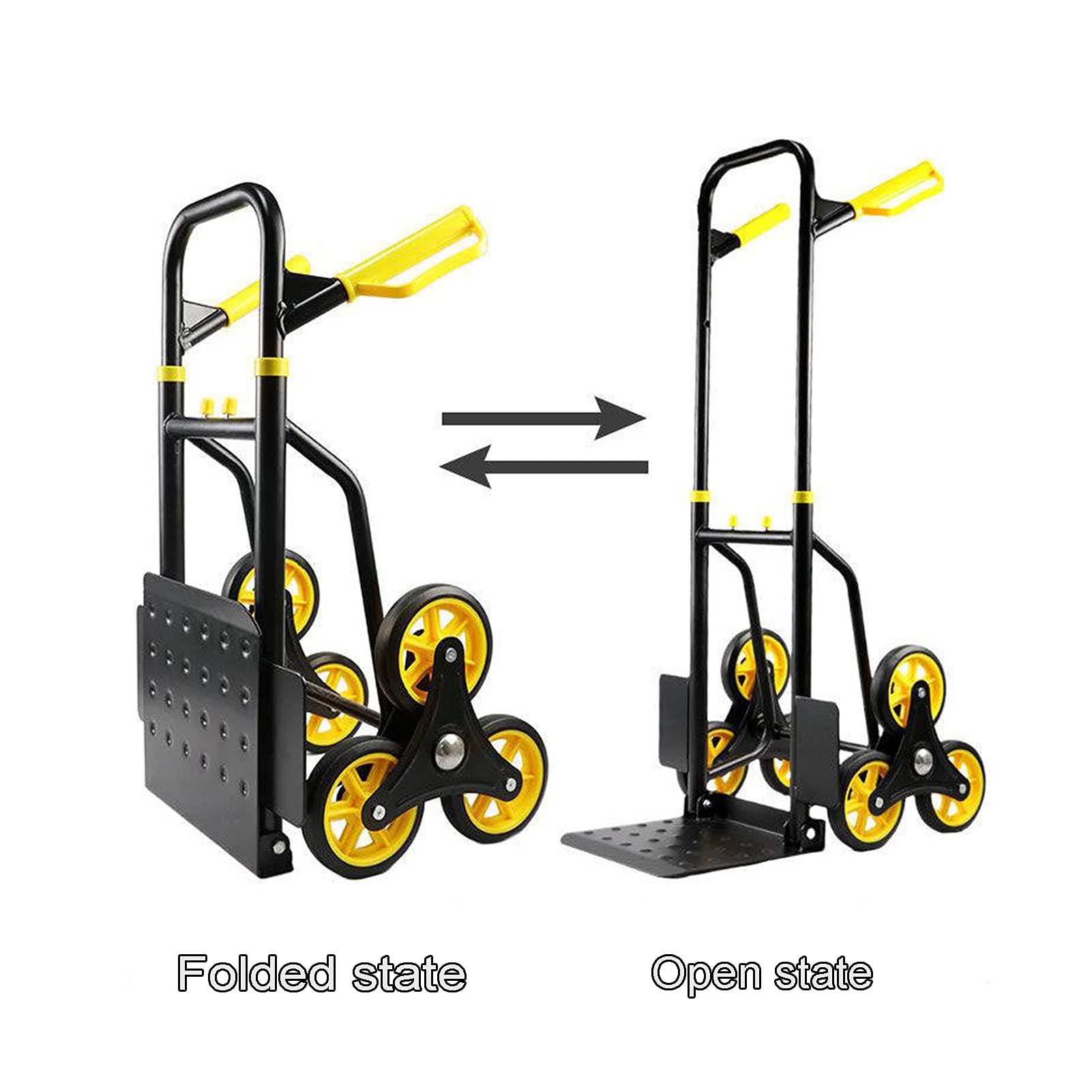 Carrelli a Mano HUA Carrello Pieghevole per Carichi Pesanti, Carrello Saliscale con 6 Ruote in Gomma Antiusura, capacità di Carico di 200 kg, per Merci Pesanti, Traslochi, Trasporti Industriali
