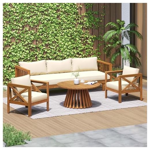 Merax 4-Piece Acacia Conversation Set
