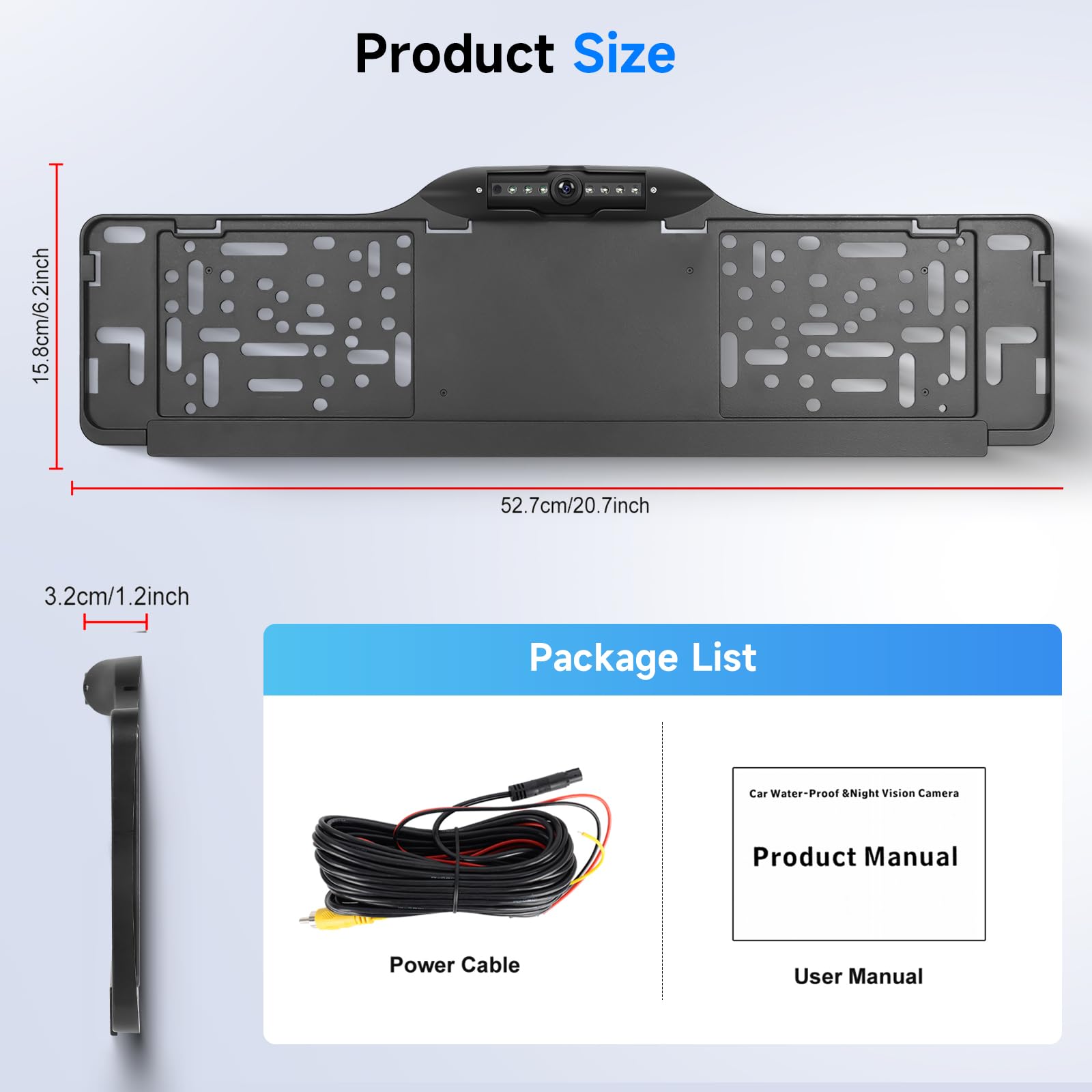 Hodozzy Caméra de Recul 1080P pour Voiture, Support de Plaque D'Immatriculation Universel Camera de Recul Vision Nocturne Étanche Grand Angle de Vue Réglable pour Véhicule 12V Caméra Arrière Filaire
