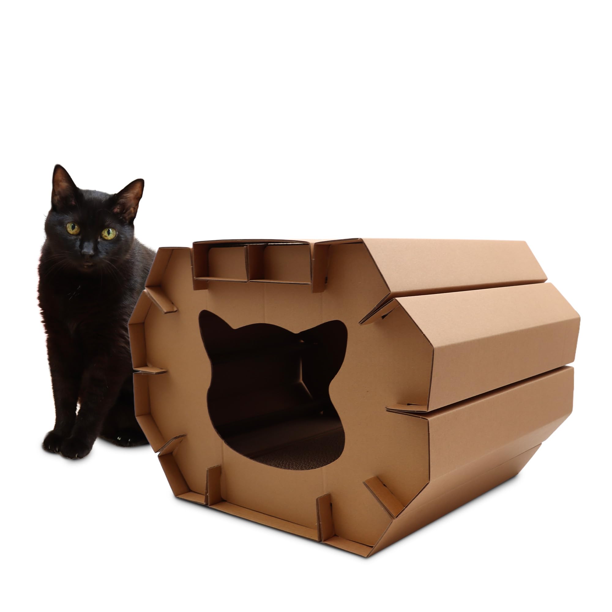 Croci Rascador Para Gatos De Cartón, Caja Cerrada Con Rascador Reversible De 2 Capas, Rascador Para Gatos Adultos, Con Dos Pisos, 50X38X35 Cm