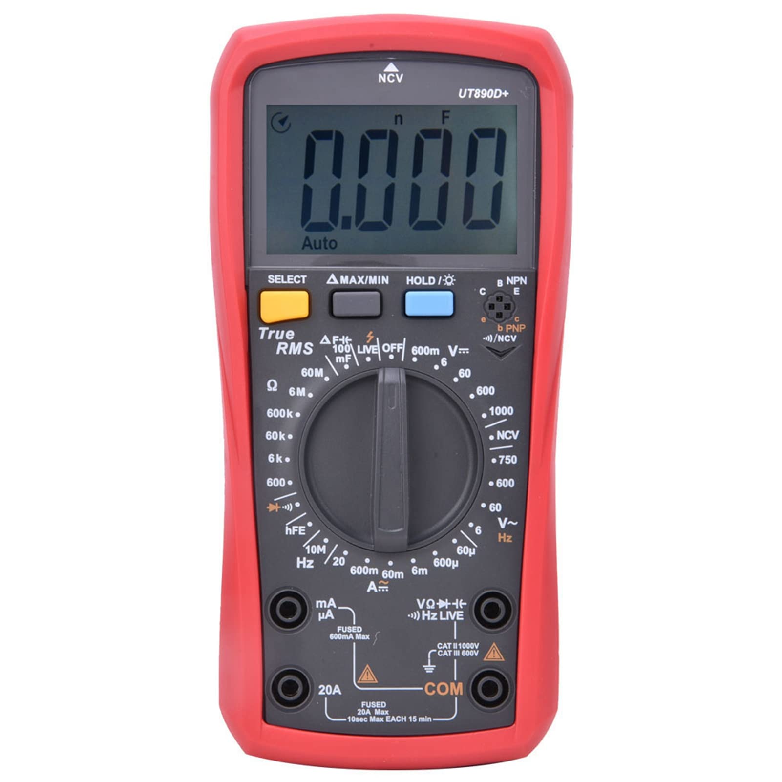 UT890D+ Multimetro Digitale Multimetro, Multimetro Digitale Multi Tester Tester di Tensione Digitale AC/DC Resistenza Corrente Frequenza Capacità Temperatura Voltmetro Ohm Volt