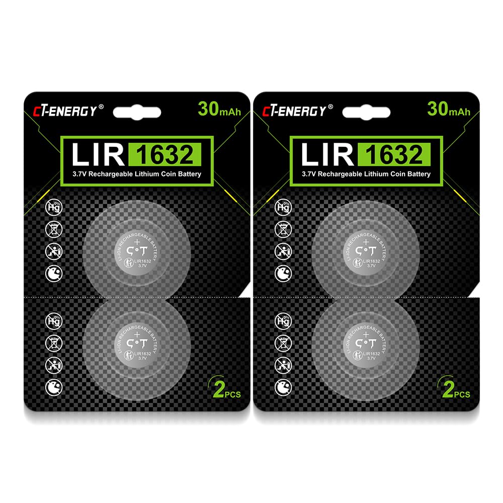 Rechargeable 1632 Batteries 4pcs for Tile Tracker 3.7V Lir1632 Battery Replacement 3.0V cr1632