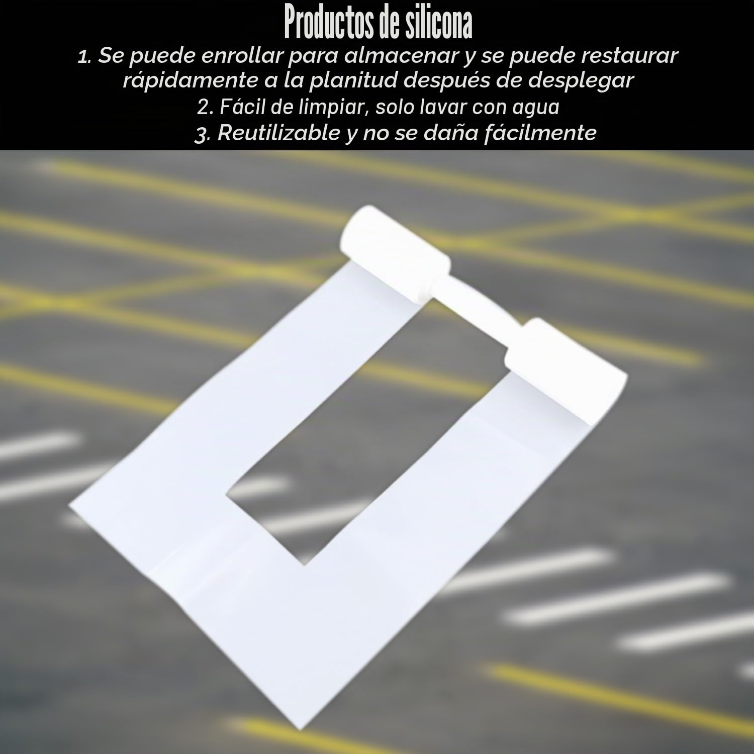 Plantilla Estacionamiento, Plantilla Alambre Reutilizable Plegable Silicona Plantilla Línea Estacionamiento para Pintura de Hormigón Asfáltico Estacionamiento y Líneas de Pavimento