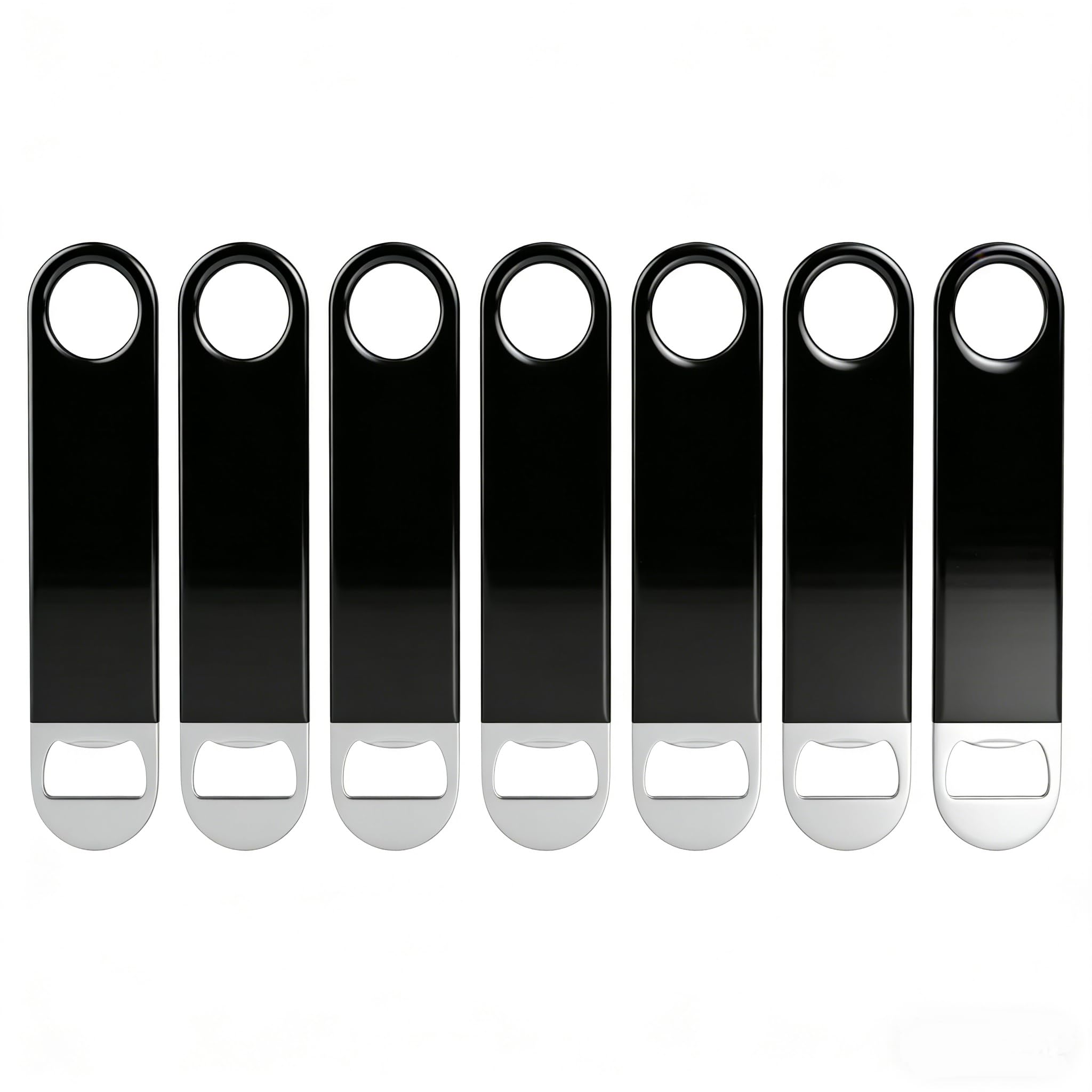 6 Pack Bar Blade Bottle Opener, Stainless Steel Bartender Beer Openers, Black, 18cm