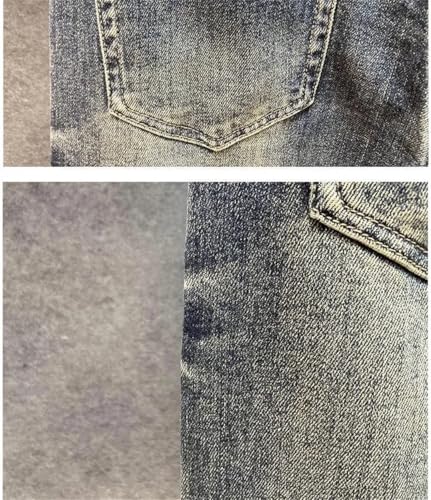 Men's Spring Retro Straight Stretch Small Legs Casual Breathable Jeans4