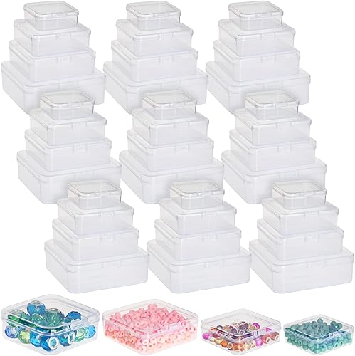 40 recipientes de almacenamiento cuadrados vacíos con tapas para manualidades, joyas, juegos de mesa (4 tamaños)