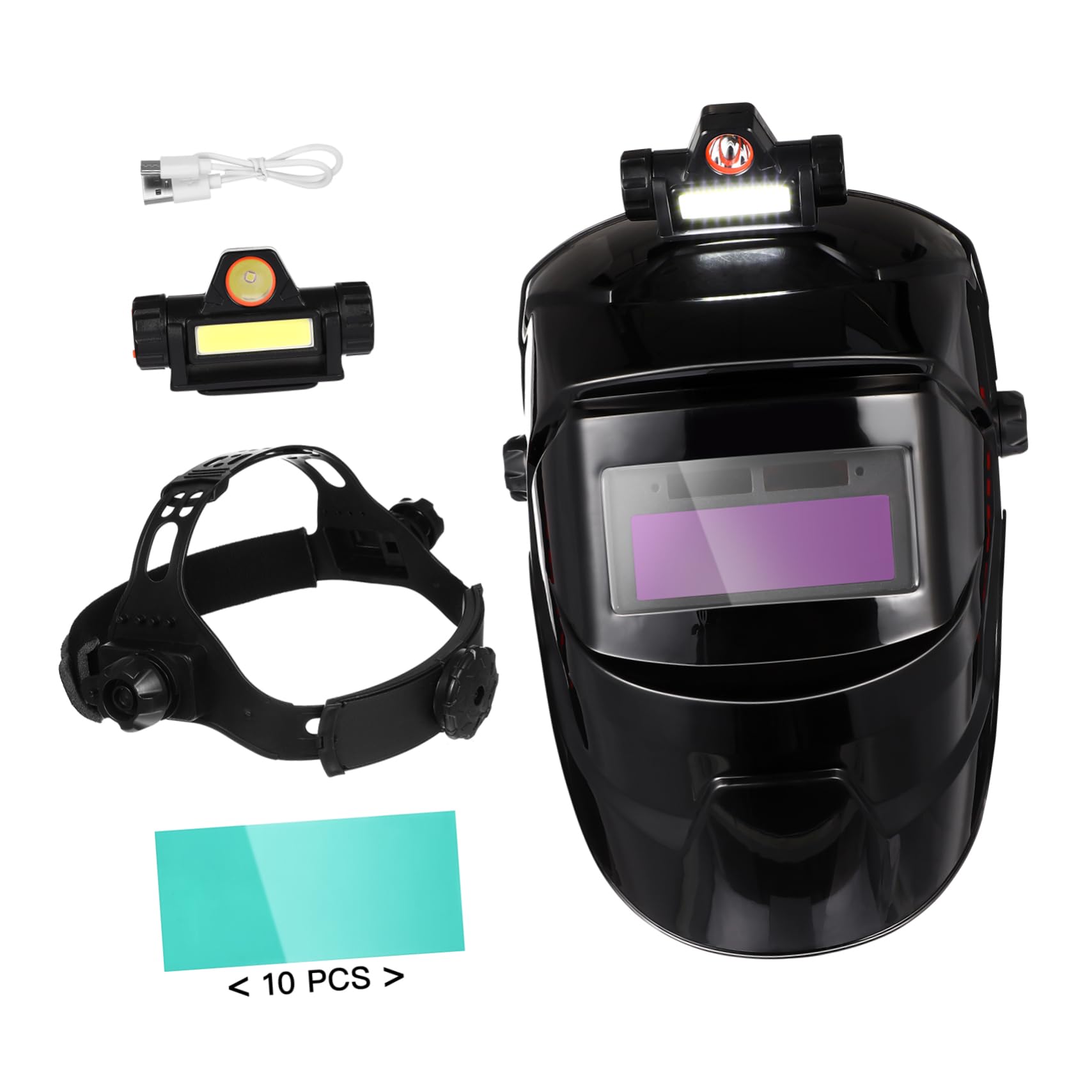Maschera Protettiva per Saldatura Automatica 1116, Pp Nera | Schermo Ampio, Regolazione a Manopola, Oscuramento 8 Livelli, per Saldatura e Carbon Arc Gouging