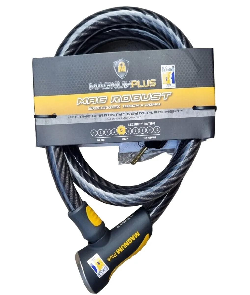 Magnum Plus Mag Robust Heavy Duty Cable Coil Lock 1.8m x 20mm Bronze Sold Secure High Security