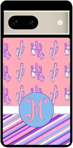 Miniatura 2 de Cats Cactuses Pin Stripes Personalized Initial Black Rubber Phone Case Compatible With Google Pixel 10, 10 Pro, 10 Pro XL, 9a, 9 Pro, Pixel 9, Pixel