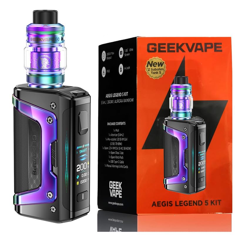 GEEKVAPE Aegis Legend 5 Kit (avec Z Subohm Tank 5) Nouvelle version + GeekVape Aegis Legend 5 Box Mod + Z0.2XM Coil + Z0.4 XM Coil (Boost version) Sans...