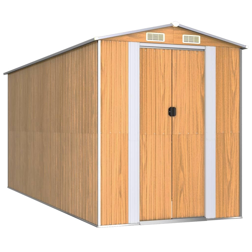 Générique Abri de Jardin Marron Clair 192x440x223 cm Acier galvanisé,Maison & Jardin,Pelouses & Jardins,Vie en extérieur,Structures extérieures,Cabanes & abris de Jardin,3147474