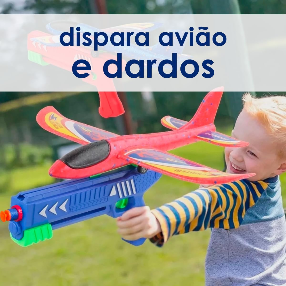 Brinquedo Lançador de Avião Pistola Lança Avião e Dardos
