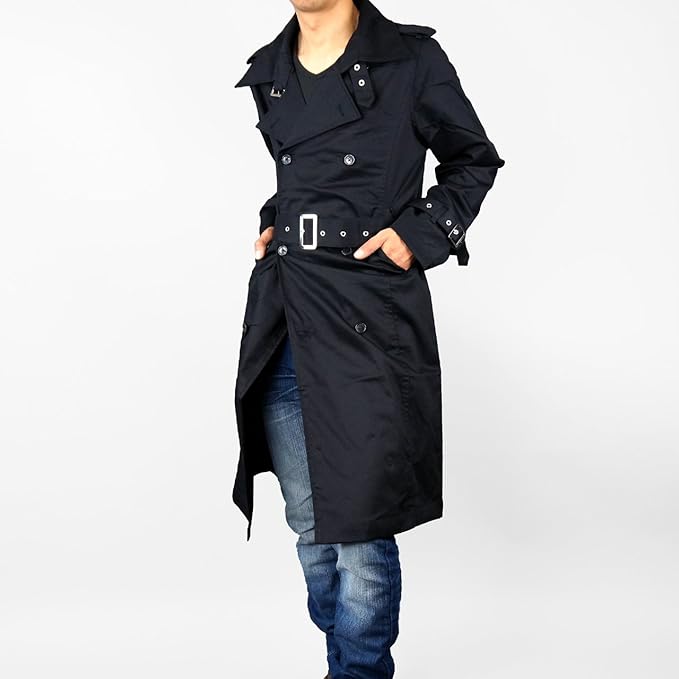 Amazon トレンチコート メンズ ロングコート 黒 ブラック ダブル コート ロング 4l 黒 コート ジャケット 通販 Amazon トレンチコート メンズ ロングコート 黒 ブラック ダブル コート ロング 4l 黒 コート ジャケット 通販