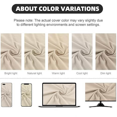 DREAHOTEXTIL 8Pcs Outdoor Cushion Covers, Patio Cushion Covers,Stretch Elastic Slipcovers, Replacement Washable & Reusable Furniture Protector for Patio Couch (Beige,Cover Only)